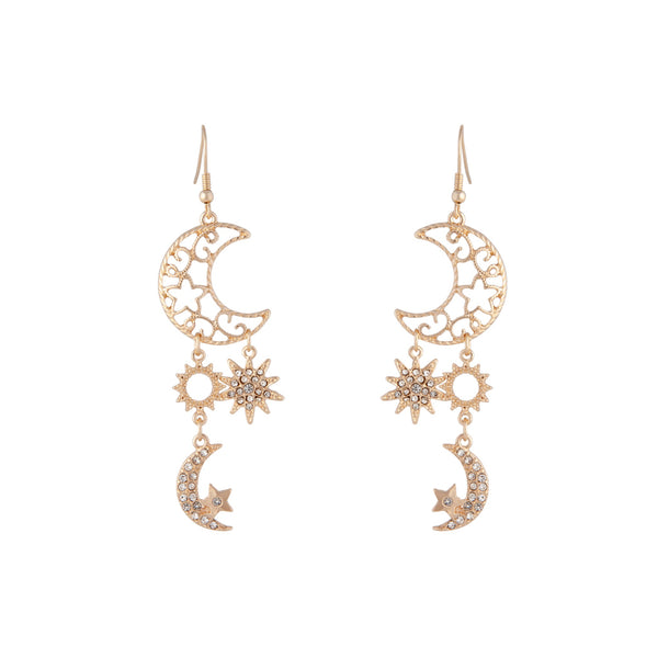Gold Filigree Moon Earrings