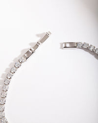 Silver Diamond Simulant Earring & Bracelet Set - link has visual effect only