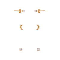 Gold Plated Sterling Silver Celestial Diamante Earring Pack - link has visual effect only