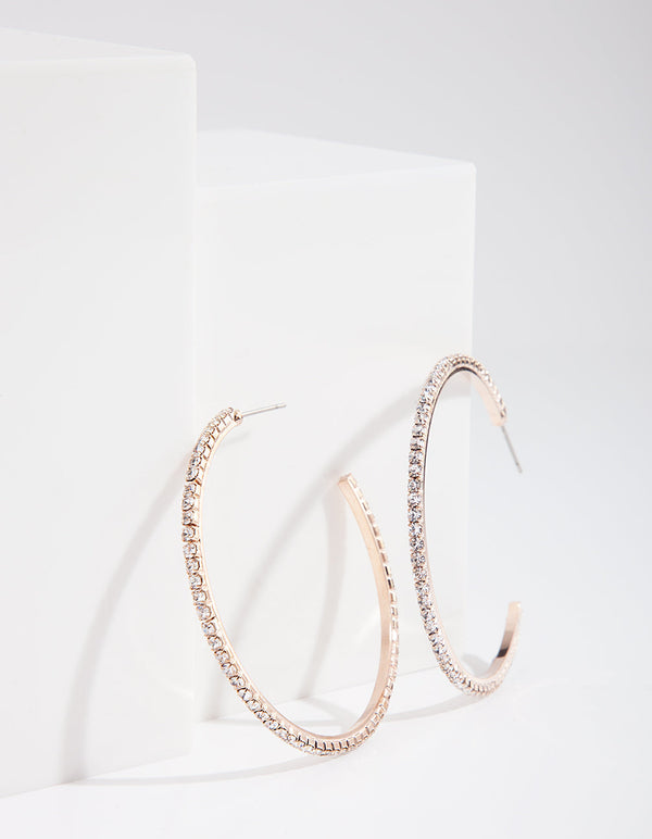 Diamante Rose Gold Hoop Earrings