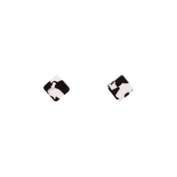 Black White Resin Square Earrings