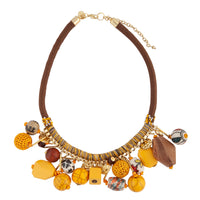 Gold Brown Statement Thread Wrap Necklace - link has visual effect only