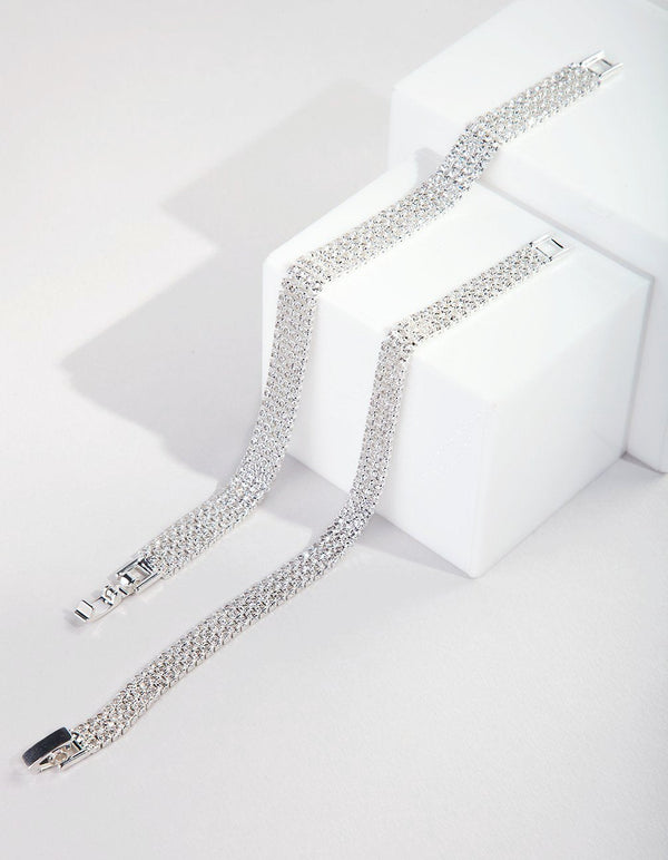 Silver Fine Cup Chain Bracelet Duo