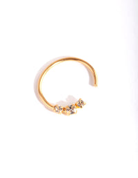 Gold Plated Sterling Silver Triple Diamante Nose Ring - link has visual effect only