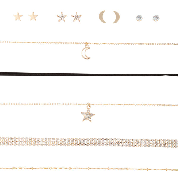 Gold Celestial Earrings & Choker Set