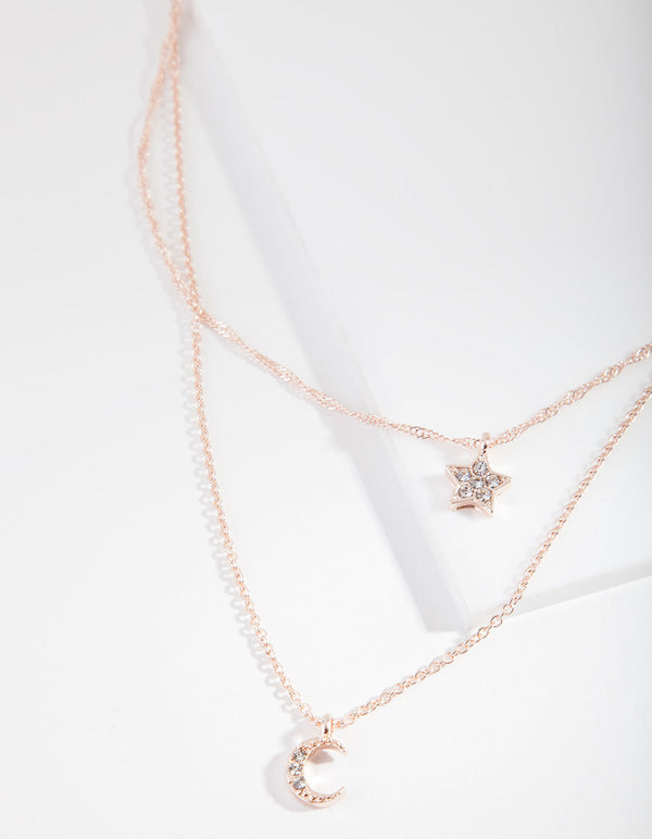 Rose Gold Starry Night Charm Necklace