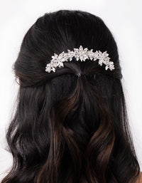 Silver Diamante Floral Comb - link has visual effect only