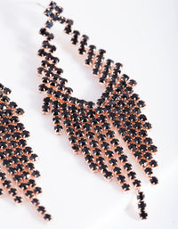 Rose Gold Black Diamante Cupchain Cascading Earrings - link has visual effect only