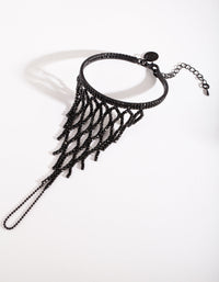 Black Diamante Hand Chain - link has visual effect only