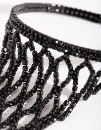 Black Diamante Hand Chain - link has visual effect only