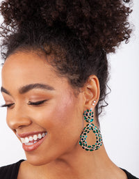 Rose Gold Green Gemstone Drop Earrings - link has visual effect only