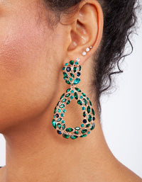 Rose Gold Green Gemstone Drop Earrings - link has visual effect only