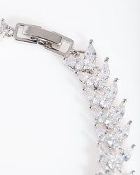 Silver Diamond Simulant Navette Bracelet - link has visual effect only
