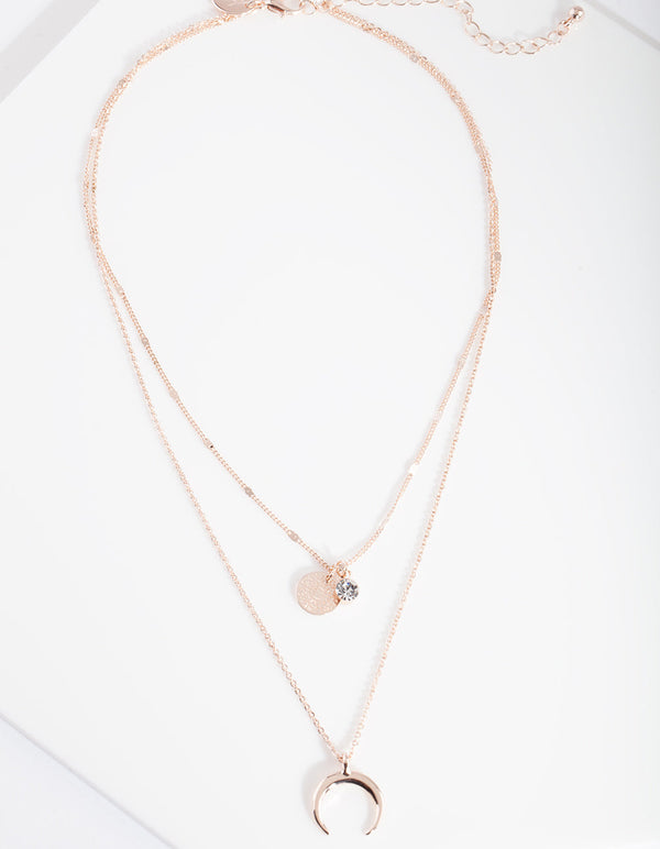 Rose Gold Layer Moon Necklace