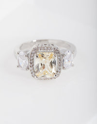 Yellow Rhodium Cubic Zirconia Engagement Ring - link has visual effect only