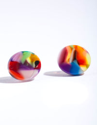Mini Circle Marbled Acrylic Stud Earrings - link has visual effect only