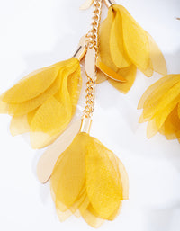 Yellow Fabric Flowers Gold Earrings - link has visual effect only