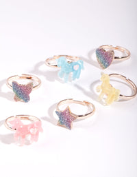 Kids Rose Gold Glitter Ring 6-Pack - link has visual effect only