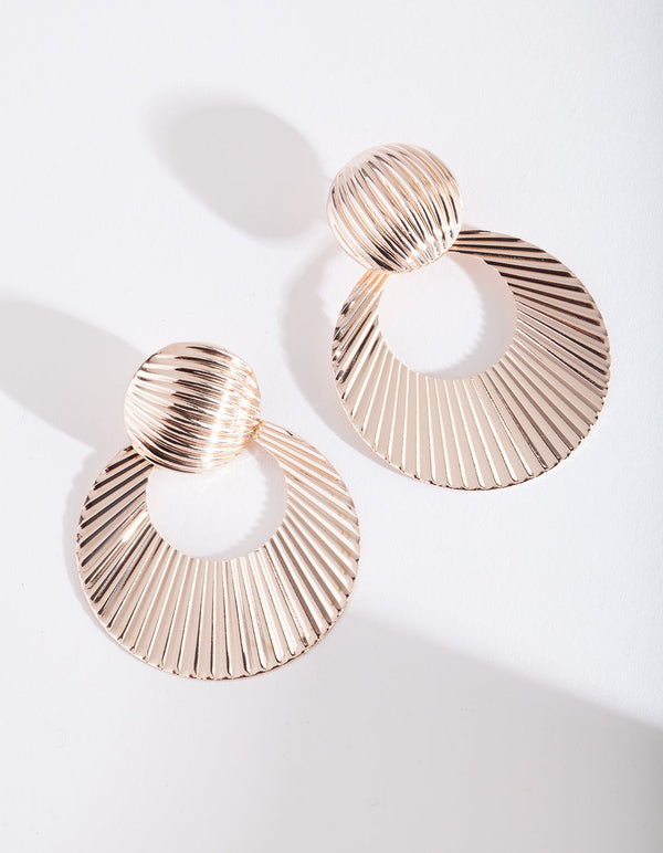 Rose Gold Fan Circle Earrings