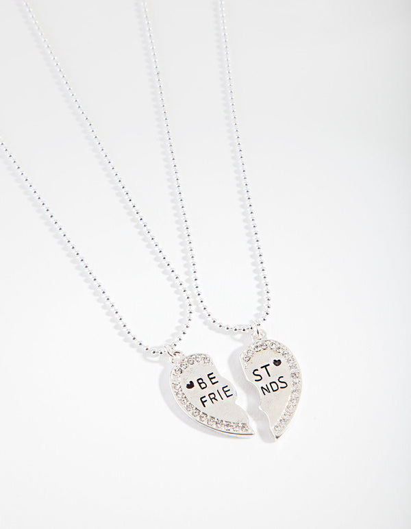 Kids Silver BFF Heart Necklace Pack