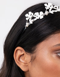 Silver Metal Flower Pearl Headband - link has visual effect only