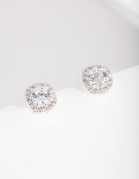 Silver Cubic Zirconia Vintage Pave Stud Earrings - link has visual effect only