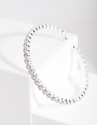 Silver Cubic Zirconia Stone Cuff Bracelet - link has visual effect only