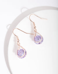 Rose Gold Cubic Zirconia Purple Diamante Teardrop Earrings - link has visual effect only