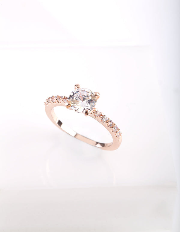 Rose Gold Diamante Engagement Ring