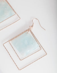 Rose Gold Blue Hanging Earrings - link has visual effect only