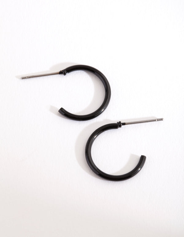 Black Coated Metal Hoop Earrings