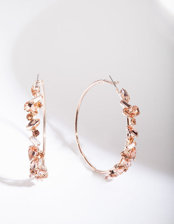 Rose Gold Shard Stone Hoop Earrings