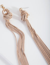 Pink & Gold Thread Chain Knot Earrings - link has visual effect only