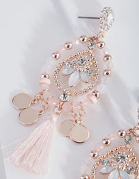 Rose Gold Pink Tassel Bead Earrings - link has visual effect only