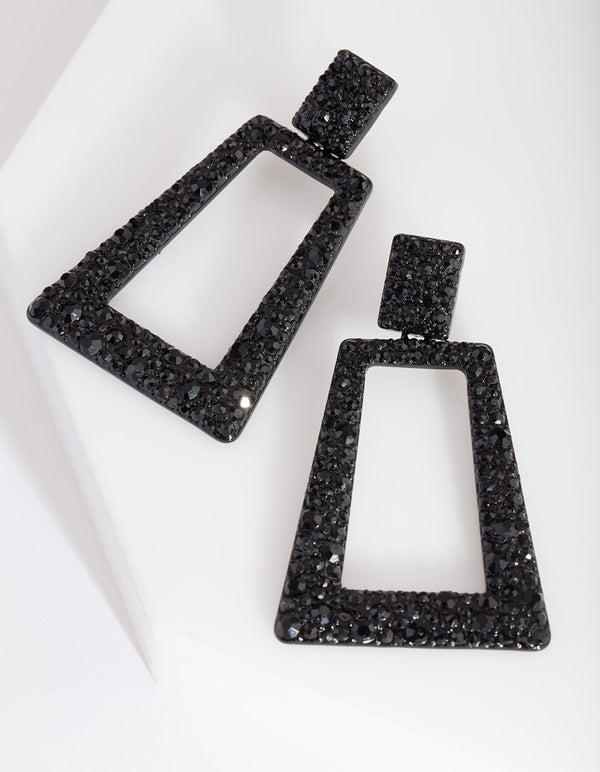 Black Diamante Geometric Earrings