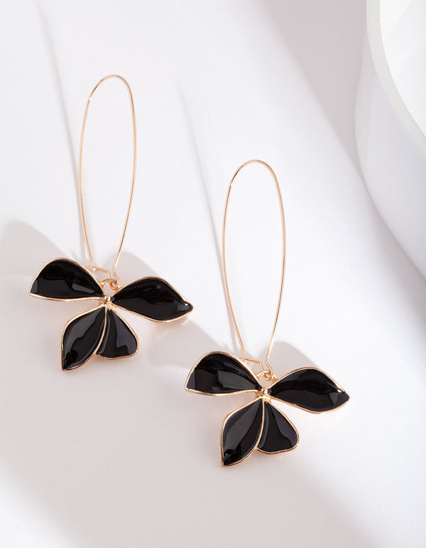 Black Gold Flower Earrings