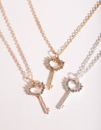 Mixed Metal Key Necklace Pack - link has visual effect only