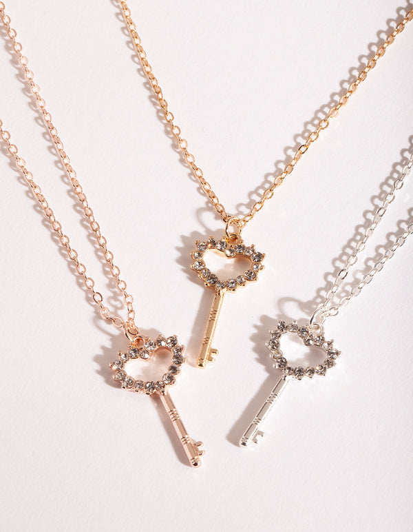Mixed Metal Key Necklace Pack