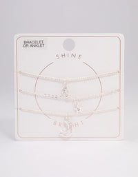 Shiny Silver Celestial Themed Bracelet or Anklet Pack - link has visual effect only