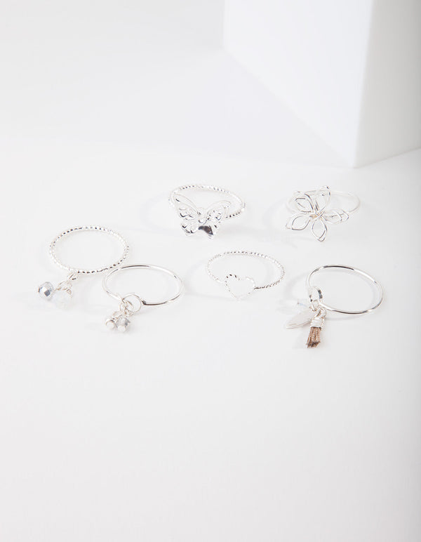 Silver Nature Motif Ring Pack