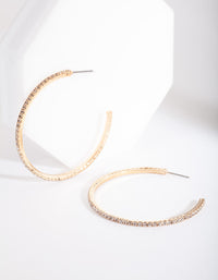 Gold Thin Diamante Hoop Earrings - link has visual effect only