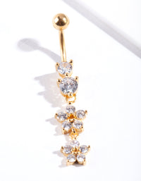 Gold Surgical Steel Statement Flower Drop Belly Bar - link has visual effect only