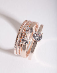Rose Gold Cubic Zirconia 5 Band Ring Stack - link has visual effect only
