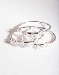 Silver Reflective Stone Ring Trio - link has visual effect only