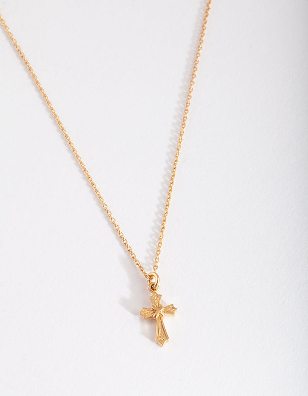 Gold Plated Sterling Silver Cross Necklace