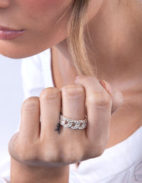 Silver Diamante Chain Ring - link has visual effect only