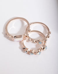Rose Gold Reflective Stone Ring Stack - link has visual effect only