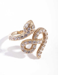 Gold Knotted Diamante Snake Ring - link has visual effect only