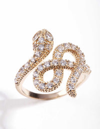 Gold Knotted Diamante Snake Ring - link has visual effect only