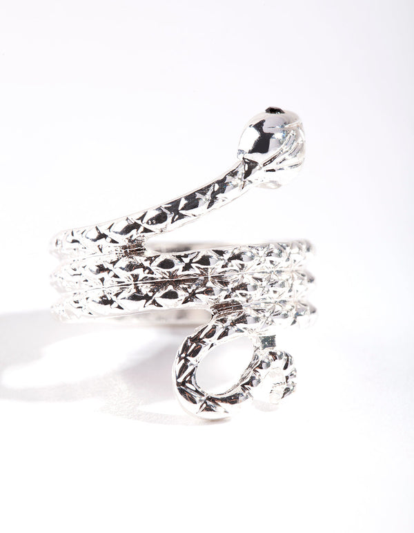 Silver Etched Snake Ring